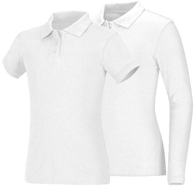 Girls White Pique Knit Polo Shirt