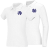 Girls White Smooth Interlock Knit Polo Shirt with ND Logo *LOGO ITEM-FINAL SALE*