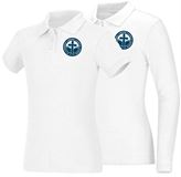Girls White Smooth Interlock Knit Polo Shirt with SCL Logo