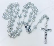 Glass Rosary with Silver Colored Beads