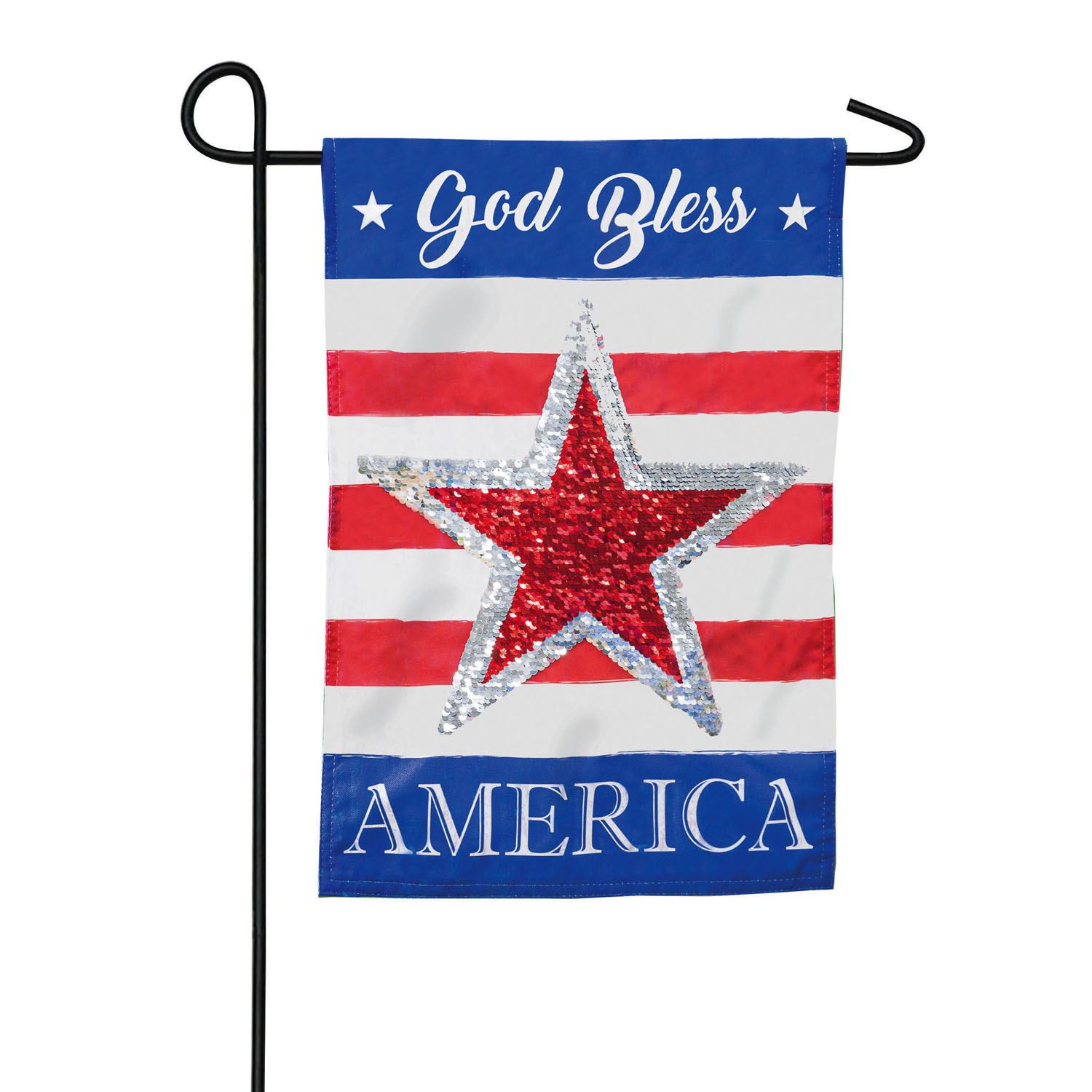 God Bless America Reversible Star Linen Garden Flag