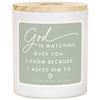 God Is Watching Over You Jar Candle with Wood Lid