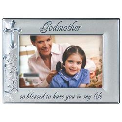 Godmother mirrored glass with mirror inner border frame. Holds 4"X 6" photo.