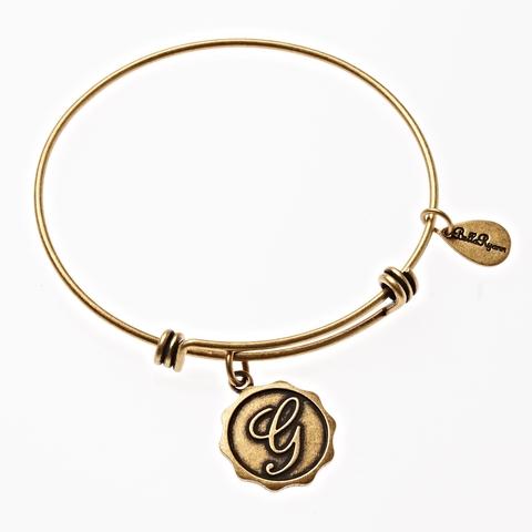 Gold Bangle with Letter  G Charm