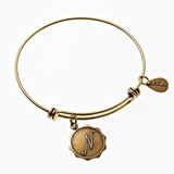 Gold Bangle with Letter N  Charm