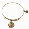 Gold Bangle with Letter R  Charm