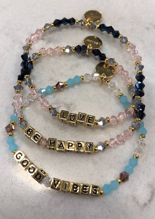 Uplifting Word Bracelets with Gold Beads