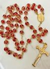 Gold Capped Red Bead Rosary