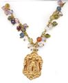 Miraculous Gold Filled Medal with Multi Colored CZ Stones 18" Chain
