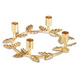 Gold Holly Leaf Advent Candle Holder 10"