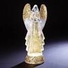 12.75" LED Lighted Glitter/Water Swirl Acrylic Angel holding Bird with Gold Accents 