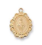 Gold Miraculous Medal on 16" Chain