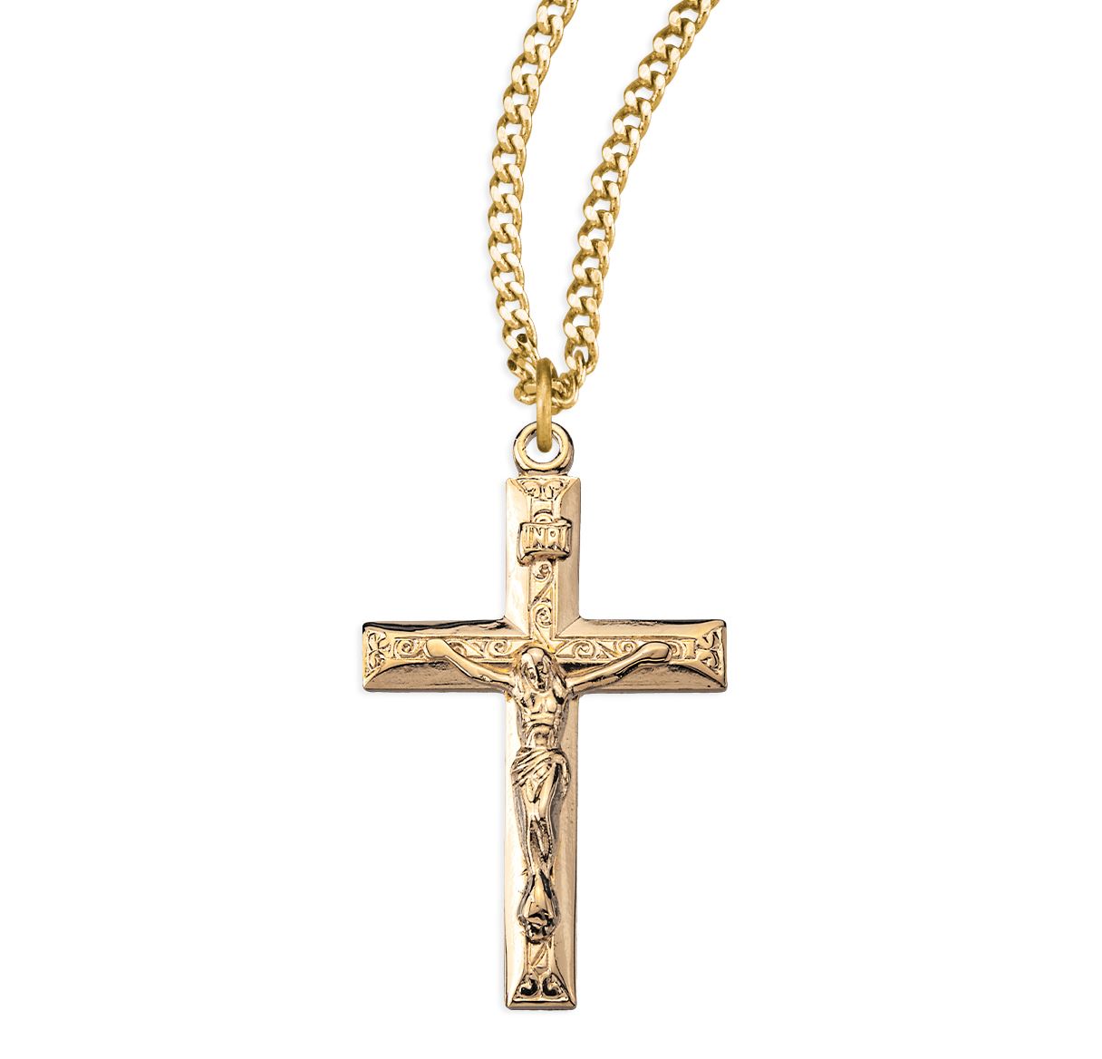 Gold Over Sterling Crucifix on 20" Chain