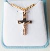 Gold Over Sterling Small Plain Crucifix on 16" Chain