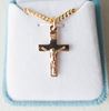 Gold Over Sterling Small Plain Crucifix on 16in Chain