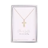 Gold Plated Pave Cross Necklace