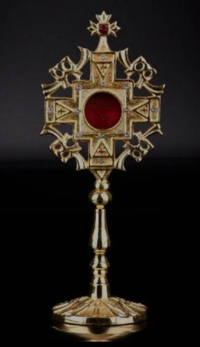 Gold Plated Reliquary with Precious Crystal Stones 24cm tall