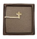 Gold Plated Tie Bar with Cross