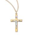 Gold & Silver Crucifix On 18" Gold Chain