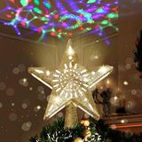 Gold Star Tree Topper with Rainbow Projector Lights