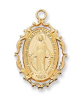 Gold/Sterling Silver Miraculous Medal on 18" chain