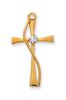 Gold over Sterling Silver Cross with Stone on 18" Chain