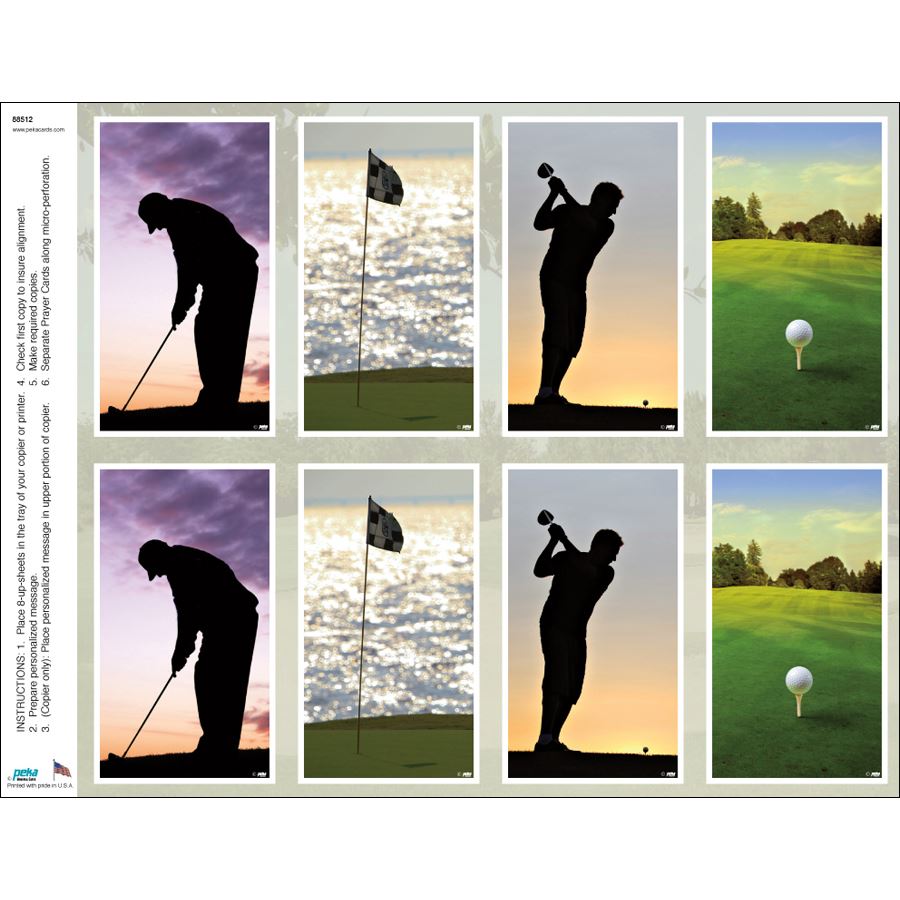 Golf Assortment (male) Print Your Own Prayer Cards - 12 Sheet Pack