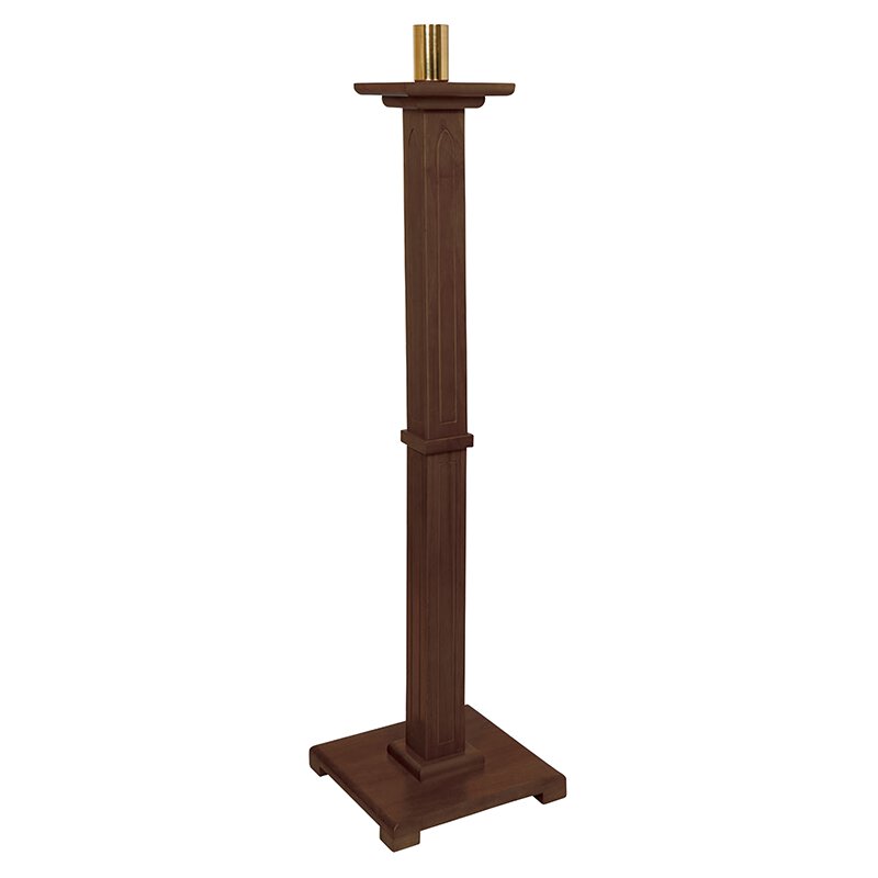 Gothic Paschal Candle Holder 44" H, 2" HP Brass Socket, Maple Hardwood