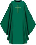 Green Assisi Chasuble with Embroidered Cross