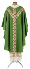 Green Chasuble from Italy with Cross Y Banding and Plain Collar