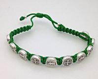 Green/Silver St. Benedict Blessing Bracelet with Story Card