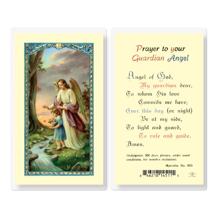 Prayer to Guardian Angel for Girl Holy Card