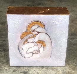 Handpainted 4x4" Holy Family on Canvas