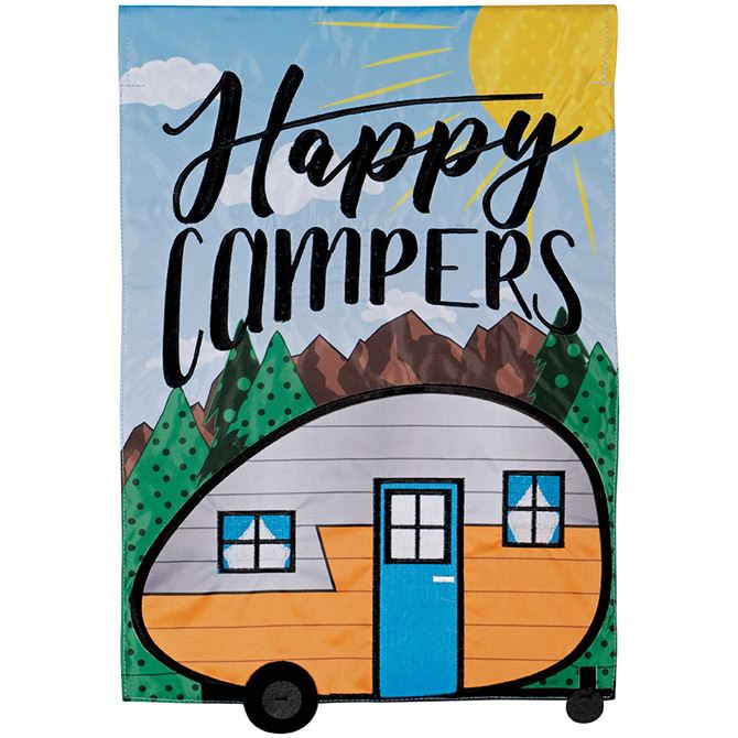 Happy Campers Double Applique Garden Flag