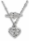 Heart Cross Necklace and Ring Set - Silver Plated