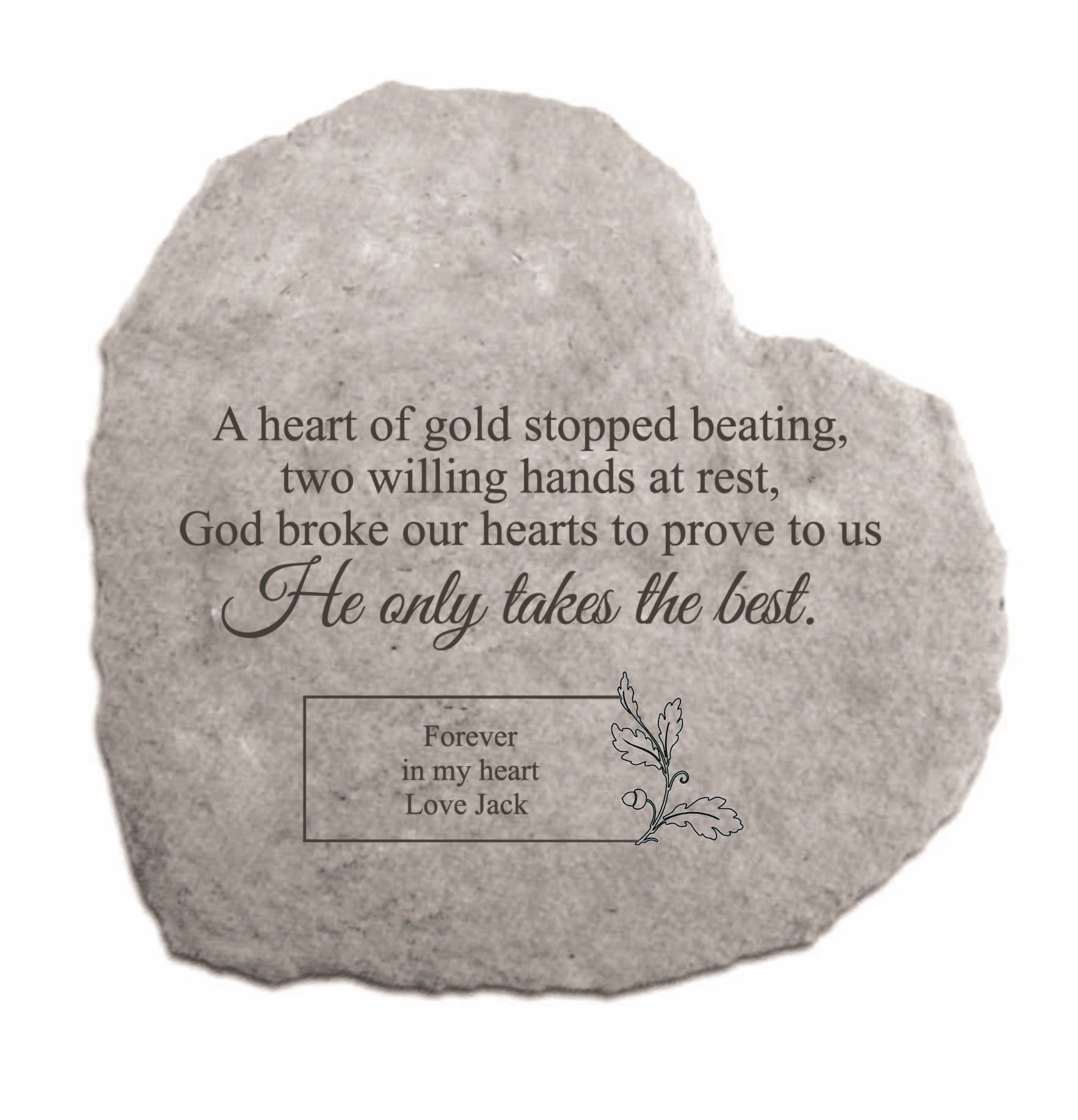 Heart of Gold Personalized Memorial Garden Stone