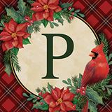 Holiday Home "P" with Cardinal Square Drink Coaster Set/4