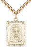 14kt Gold Filled Holy Face Pendant on a 24 inch Gold Plate Heavy Curb Chain.