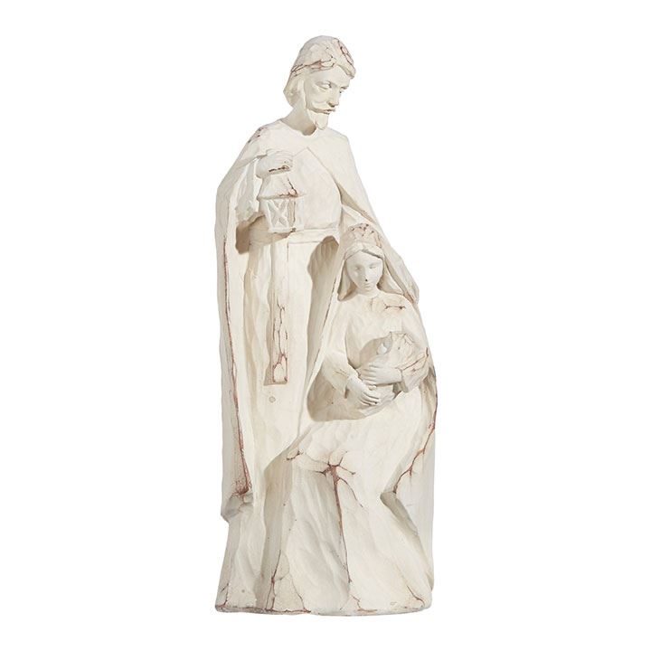 Holy Family 11.25" Distressed White Figurine