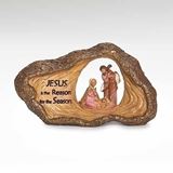 Holy Family 4.25" Figure with Verse and Gold Accents