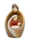 Holy Family 4.8" Modern Wood Carved and Colored Figurine