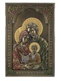 Holy Family 9" Wall Plaque, Lightly Painted Cold Cast Bronze