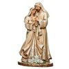 Holy Family Faux Wood Look Holy Family with Christmas Rose Motif, 10.5" Tall