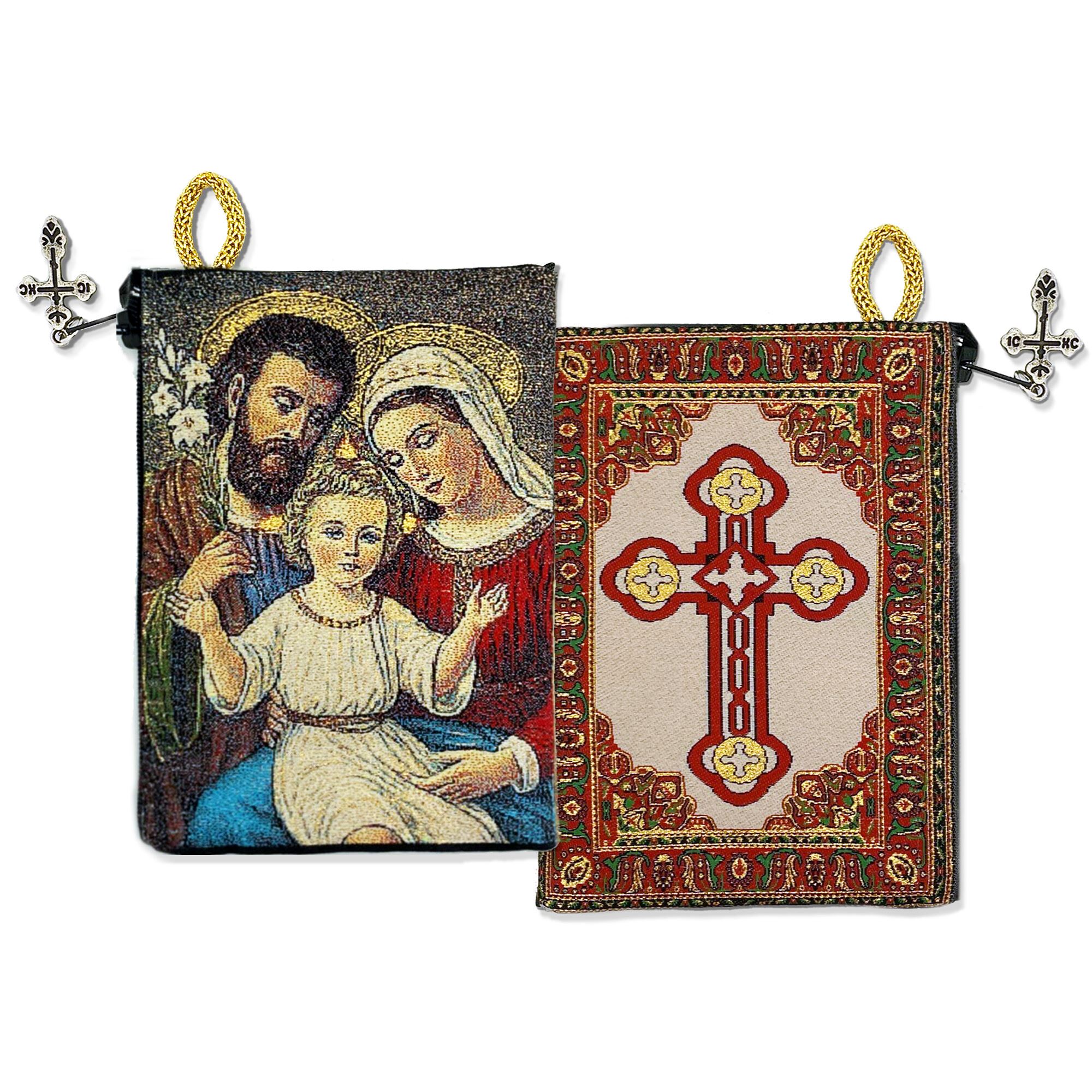 Holy Family Icon Tapestry Rosary Case 5 3/8  x 4"