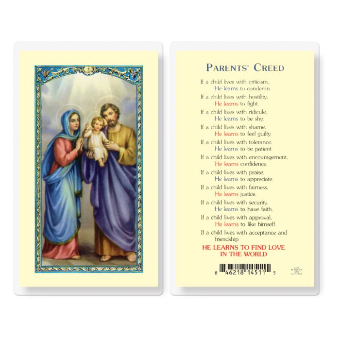  Holy Family Parents Creed Laminated Prayer Card
