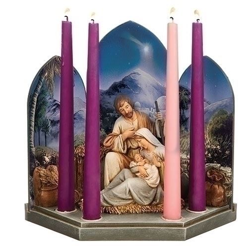 Holy Family Scene Advent Candle Holder