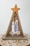 Holy Family in Creche with Star, 7 x 10 x 2 in