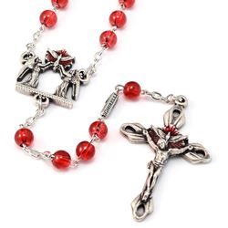 Holy Spirit Confirmation Red Glass Rosary from Italy