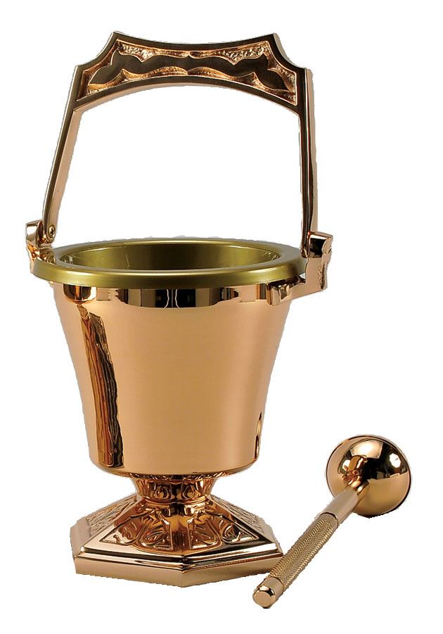 99PS42 Holy Water Bucket with Sprinkler - High Polish Bronze