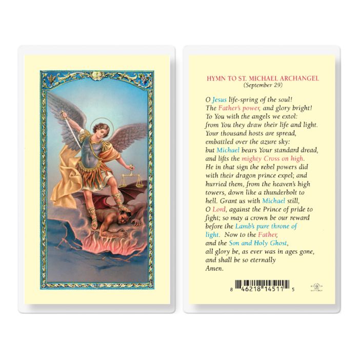 Hymn To Saint Michael Archangel Laminated Prayer Card